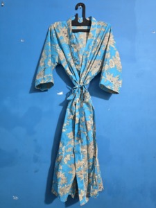 Elegante Kimono de Dormir con Estampado Floral para Mujer, Traje de Noche para Damas de Honor, Vestido Indio - Túnicas Estampadas 100% Algodón Orgánico para Verano - Product Image 2