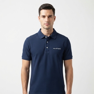 Camisa de Hombre Azul Marino, Tejido Sólido de Secado Rápido, Manga Corta, Cuello Clásico, Informal, para Golf, Negocios, Uniforme, OEM, ODM, Venta al Por Mayor - Product Image 3