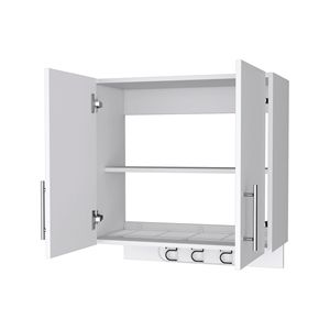 Carmelita 2-Door 2-Shelf White <b>Wall</b> <b>Storage</b> Cabinet with Hangers - Product Image 2