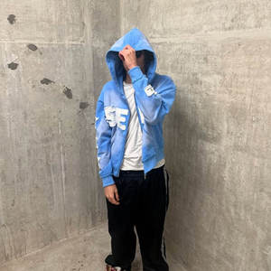 Sweat à capuche en molleton français pour homme, coupe ample, délavé à l'acide, avec broderie et patchs appliqués, style streetwear personnalisé - Product Image 2