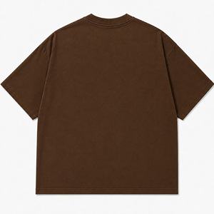 Camiseta Oversize Personalizada con Letras Góticas de Diamantes de Imitación para Hombre, Estilo Urbano, Manga Corta, Tejida, Cuello Redondo, Gráfico, Marrón - Product Image 2