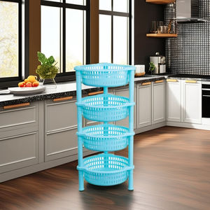 Chariot de rangement pour épices de cuisine écologique à 4 niveaux, en plastique PP sans danger pour le contact alimentaire, organisation multifonctionnelle pour la maison, pour les fruits - Product Image 2