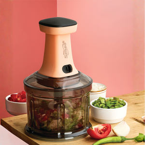 Practical push <b>chopper</b> with durable plastic body and sharp stainless steel blades for fast chopping slicing and dicing in the ki - Product Image 5