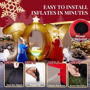 Decorazioni Natalizie Gonfiabili in PVC Illuminato da 2,3 m con Scritta JOY per Presepe - Product Image 5