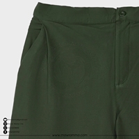 Pantalon décontracté pour homme, taille haute, coupe droite, vert foncé, 100 % coton molletonné, taille élastique, respirant, hiver, devant plat