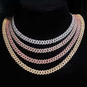 สร้อยคิวบาลิงค์ประดับเพชรโมอิสซาไนต์พร้อมใบรับรอง GRA ผลิตจากเงินแท้ 925 สองแถว ประดับเพชรแบบ Iced Out ราคาสมเหตุสมผล - Product Image 1