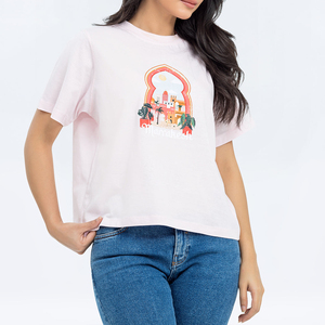T-shirt imprimé en coton 100% pour femmes, t-shirt graphique DTF, col rond, t-shirt classique, été, manches courtes, coupe ample et confortable - Product Image 3