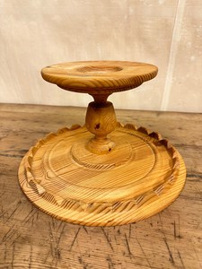 Wooden Pedestal Cake Stand with carved Edges Style Decorative Dessert <b>Platter</b> for Birthday Party Table Centerpiece For dinning - Product Image 2