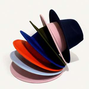 Sombrero Fedora Clásico de Fieltro de Ala Ancha de Alta Calidad al por Mayor, Sombrero Vaquero Occidental Personalizado con Hebilla de Cinturón de Color Sólido para Hombre y Mujer - Product Image 3