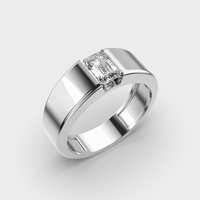 Bague tendance minimaliste Evanex en argent 925 pour homme, sertie de moissanite taille émeraude, avec sertissage en canal, pour usage quotidien, bague fine