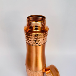 Premium 1L Pure <b>Copper</b> Water <b>Bottle</b> Half Lacquer Hammered Champion Design Handmade Ayurvedic Drinkware Reusable Wellness - Product Image 2