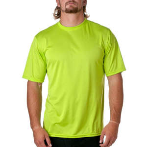 Men's <b>Lime</b> <b>Green</b> Short Sleeve O-Neck T-<b>Shirt</b> Regular Fit Quick Dry Knitted Polyester Casual Solid Color Blank Design - Product Image 1