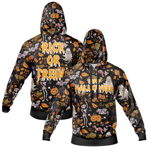 Unisex Custom 3D <b>Halloween</b> Design Sublimation 100% Polyester Streetwear Pullover Kangaroo Pocket Hooded Sweatshirt - Product Image 5