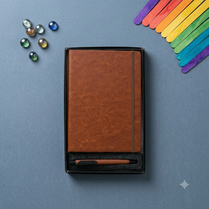 Aurelux Vintage PU Leather Cover A5 Multicolor Premium Case Bound <b>Notebook</b> Gift <b>Set</b> for Business Writing Custom Logo Journal Pen - Product Image 1
