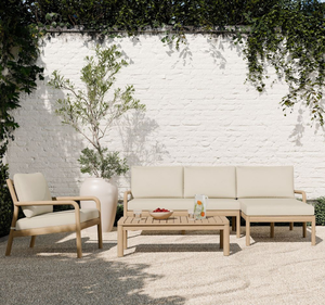 Juego de Sofás de Madera de Teca Sólida, Ecológicos, Resistentes al Agua, para Exteriores, con Mesa de Centro, Acabado Natural, para Sala de Estar, Jardín, Patio, Terraza - Product Image 2