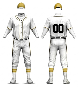 Ensemble uniforme de baseball blanc pour homme avec bordure bleue, maillot à manches longues et pantalon en polyester respirant, toutes saisons - Product Image 2