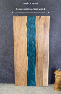 Planche à découper ronde en bois et résine époxy, faite à la main, de luxe, épaisseur 1,5 cm, passe au lave-vaisselle, pour la cuisine et la table à manger - Product Image 5