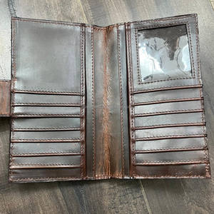 Cartera de Cuero Vacuno Genuino Hecha a Mano, Cartera Larga Bifold de Cuero con Pelo, Diseño Western, para Mujer - Product Image 6