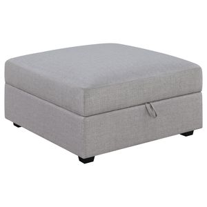 Austin Grey Square Upholstered <b>Stool</b> & <b>Ottoman</b> with Storage Features - Product Image 2