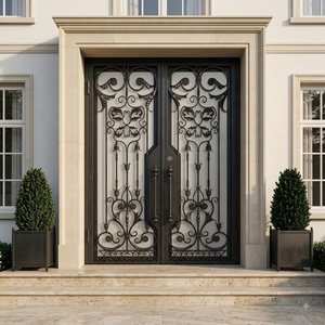 Traditional Steel Wrought Iron <b>Swing</b> Main Gate with Arched Design Rust-Resistant Properties Easy Assembly Painted Finish - Product Image 4