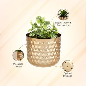 Metal Indoor Planter Pineapple Textured Decorative Flower Pot for Home Office Living Room Garden Decor - Product Image 3
