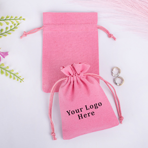 Promotional Pink <b>Drawstring</b> Jewelry Pouch Custom Logo Printing Rectangular Shape <b>Bag</b> For <b>Small</b> Storage Packaging - Product Image 2