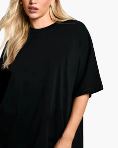 T-shirt noir classique à manches courtes avec logo personnalisé imprimé, col rond, respirant, coupe décontractée, coton doux, pour femmes - Product Image 3