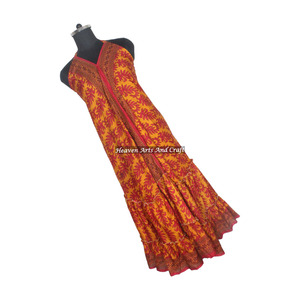 Nuevo Vestido Bohemio Vintage de Seda con Volantes para Mujer, Vestido Moderno Elegante de Seda Estilo Saree, Vestido de Noche sin Mangas para Damas - Product Image 5