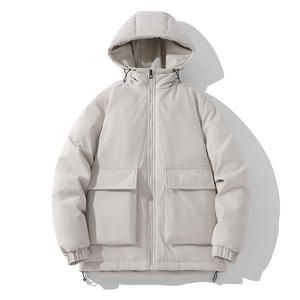 Chaqueta Acolchada con Capucha para Hombre, Gruesa, Cortavientos, de Color Sólido, Corte Holgado, Relleno de Poliéster, con Bolsillos y Cierre de Cremallera - Product Image 4