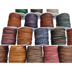 Vintage Natural Regular Leather Cord 1mm Round Braided Leather <b>String</b> for Men Bracelet Jewelry Making - Product Image 2