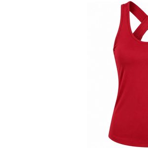 Camiseta Deportiva Personalizada para Mujer, Color Rojo, Estilo Racerback, Sin Mangas, Absorbe la Humedad, para Gimnasio, Yoga, Fitness, Running, Deportes, Diseño Personalizado OEM - Product Image 3