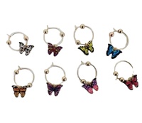 Nouveau design de verre à vin accessoires papillon Champagne verre étiquette marqueur Identification gobelet tige identificateur gemme breloques coffret cadeau