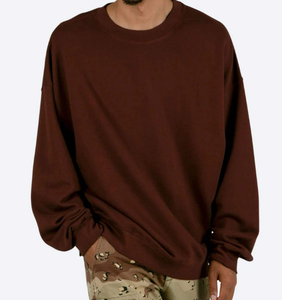 Sweat-shirt confortable pour homme, col rond, 100% coton molletonné, uni, doux et résistant pour l'hiver, taille oversize - Product Image 4
