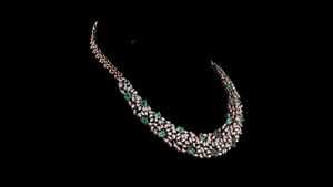 Collar de Diamantes Cultivados en Laboratorio de Lujo con Esmeralda |   Collar llamativo para la fiesta nupcial |   Plata S925 con baño de oro rosa y corte marquesa - Product Image 2