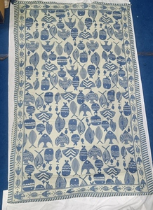 Pareo de Algodón Azul y Blanco con Estampado Abstracto de Peces, Ligero, para Mujer, Ideal para la Playa, Verano y Vacaciones - Product Image 6