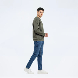 Sudadera de cuello redondo 100% algodón, estilo streetwear, lavada, 200 g/m², con logo personalizado, estilo vintage, transpirable para hombre. - Product Image 2