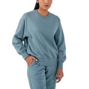 OEM ODM Tops casuales para las mujeres logotipo personalizado básico de cuello redondo liso de manga larga sudadera suelta para las mujeres - Product Image 3