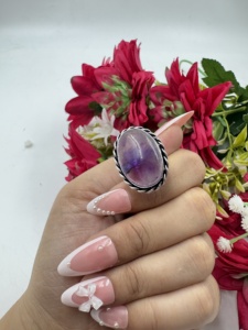 Natural Amethyst Oval <b>Statement</b> <b>Ring</b> Brass 925 Silver Plated Handmade Big Gemstone <b>Ring</b> for Women Wholesale - Product Image 3