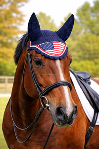 Horse wear Horse care Product Horse USA Flag Ear <b>Bonnet</b> with Rope Closure Washable Horse Fly <b>Bonnets</b> - Product Image 1