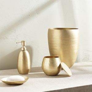 Handmade Brass Bathroom Set Classic Hotel Vanity Countertop Soap <b>Holder</b> <b>Toothbrush</b> Tumbler Cup Decorative Style - Product Image 1