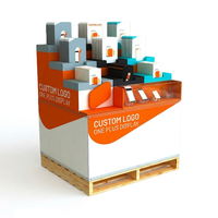 Palette en carton pliable personnalisable et écologique, présentoir autoportant à 3 étagères pour la publicité promotionnelle