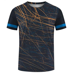 T-shirt à manches courtes pour homme, motif géométrique, col rond, séchage rapide, coupe sportive, impression par sublimation, polyester tricoté - Product Image 5