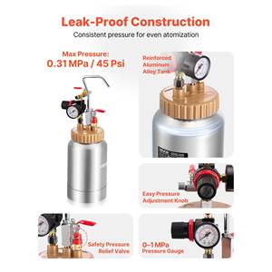 Pistolets de pulvérisation pneumatiques Central Pneumatic, réservoir sous pression de 0,5 gallon/2 L, pulvérisateur de peinture à deux pistolets 1,8 mm + 3 mm, tuyaux de 9,8 pieds/3 m, modèle - Product Image 5