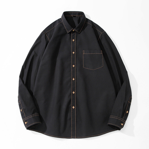 Chemise en jean pour homme avec logo personnalisé, vente en gros, style streetwear décontracté, bleu tendance - Product Image 6