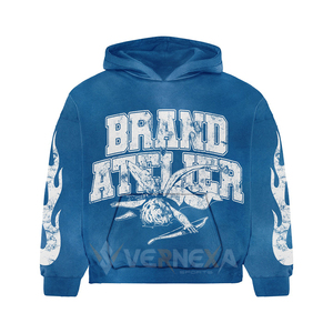 Chándal de invierno personalizado de algodón grueso con estampado serigrafiado, efecto desgastado y parches. - Product Image 4