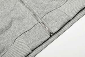 Nueva llegada, sudadera con capucha unisex gris personalizada de algodón/poliéster con cremallera, estilo oversized, con detalles de diamantes de imitación, ropa informal de calle. - Product Image 4