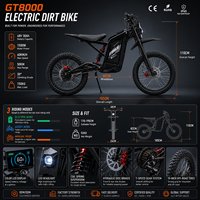 Moto électrique tout-terrain GT EBike 1500W 48V30A en alliage d'aluminium 19 pouces, frein à disque, 7 vitesses, suspension à ressort, écran LCD, 60 km/h, 50 km d'autonomie, IP65, LED