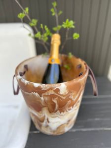Handmade Solid <b>White</b> Color Epoxy Resin Wine Champagne Ice <b>Bucket</b> Swirl Pattern Design for Home Hotel Party Ceremonies - Product Image 5