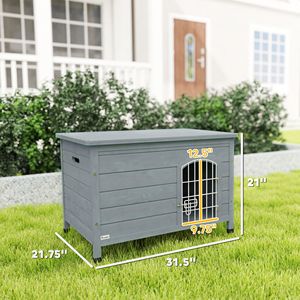 Gabbia Decorativa per Cani in Legno da 80 cm, con Tetto Apribile, Fondo Rimovibile e Chiusura di Sicurezza, Grigio Scuro - Taglie XXL e XXXL per Cani Giganti - Product Image 3