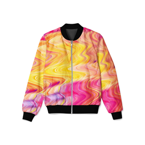 Blouson Bomber Homme Imprimé Loup et Lune Coloré, Fermeture Éclair, Décontracté, Automne, Sublimation 3D, en Polyester - Product Image 3